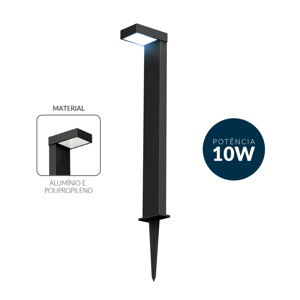 Espeto De Jardim Led Nimus 10w 6500k Branco Frio IP65 Bivolt Preto Avant