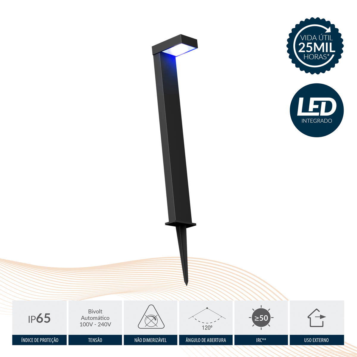 Espeto De Jardim Led Nimus 10w Azul IP65 Bivolt Preto Avant