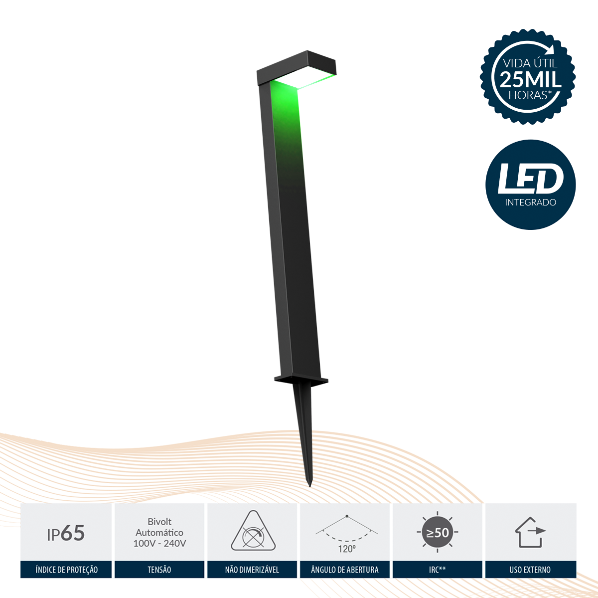 Espeto De Jardim Led Nimus 10w Verde IP65 Bivolt Preto Avant
