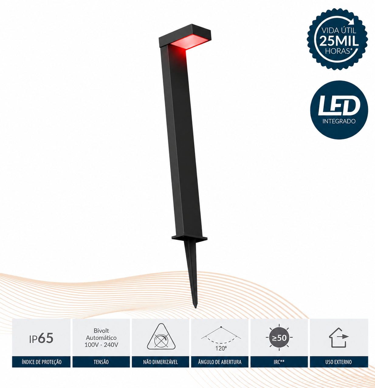 Espeto De Jardim Led Nimus 10w Laranja IP65 Bivolt Preto Avant