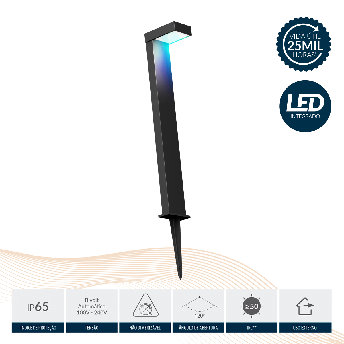 Espeto De Jardim Led Nimus 10w RGB IP65 Bivolt IP65 Preto Avant