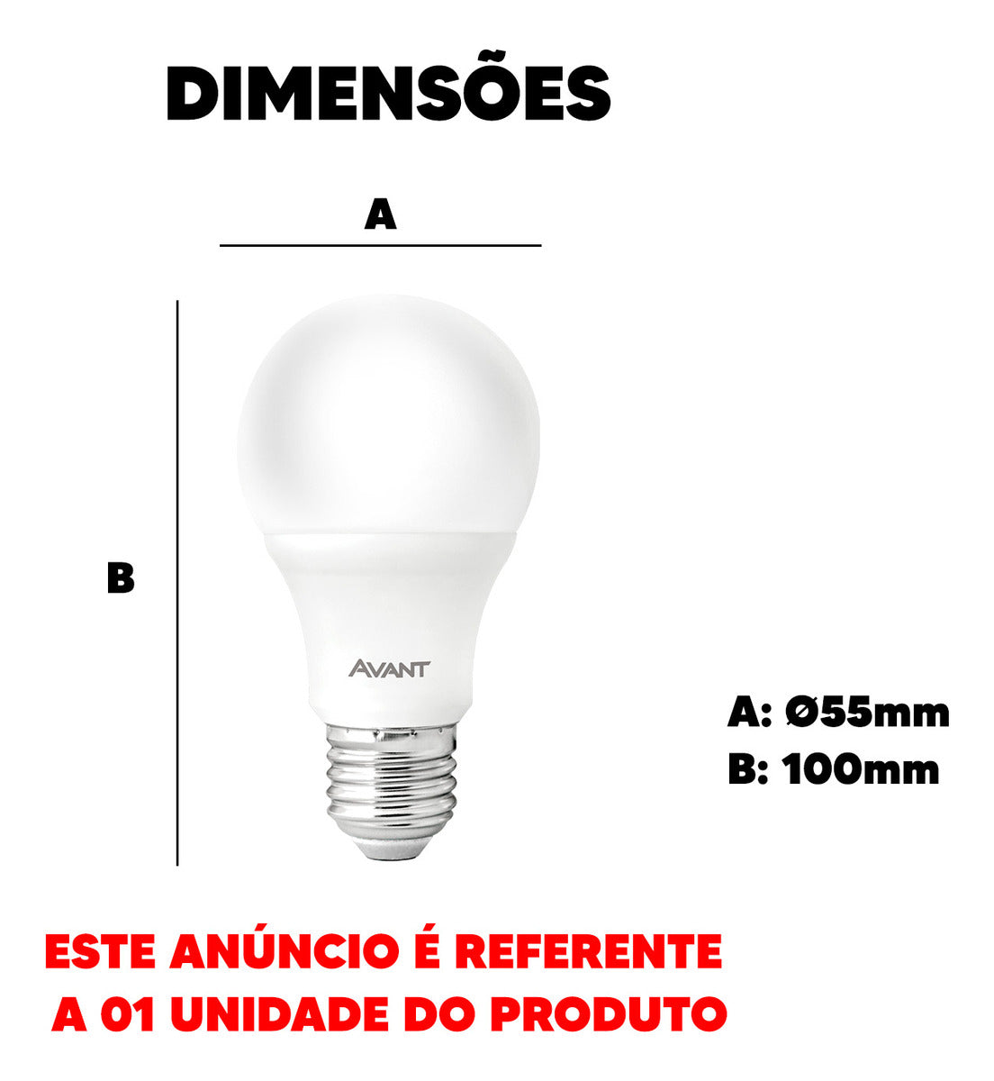 Lampada Led Pera 9w 3000k Branco Quente E27 IP20 Bivolt Branco Avant