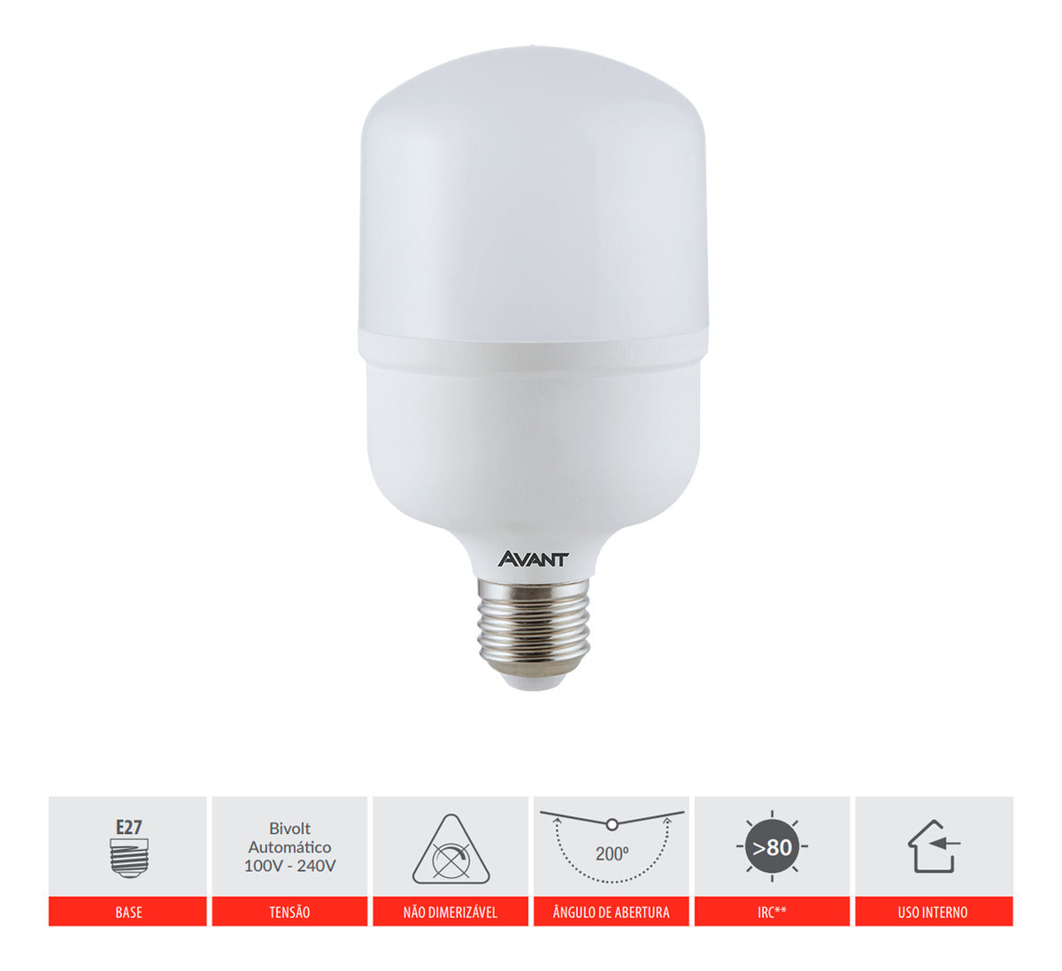 Lampada Led Bulbo Hp 20w 3000k Branco Quente E27 Bivolt Branco Avant