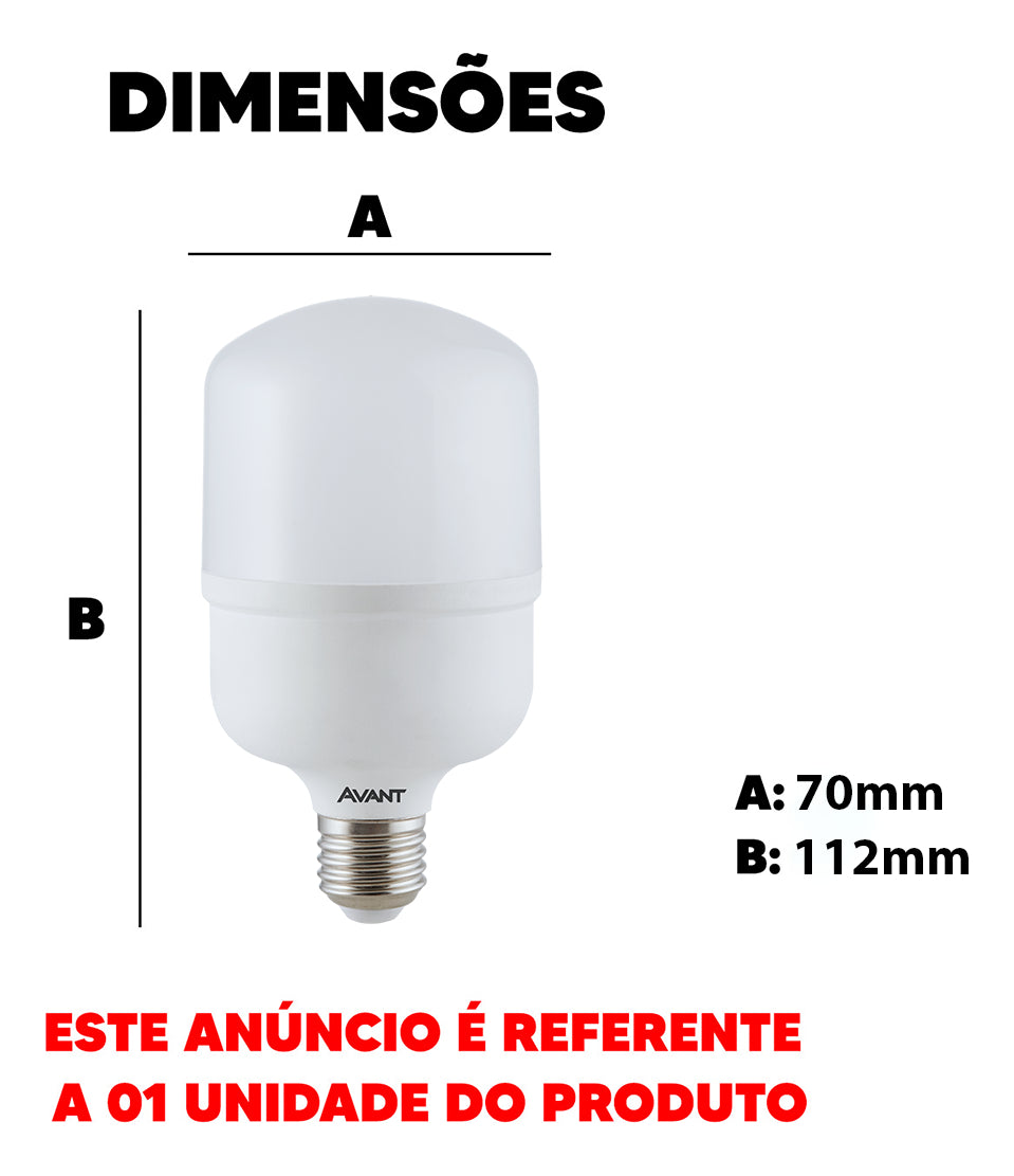 Lampada Led Bulbo Hp 30w 3000k Branco Quente E27 Bivolt Branco Avant