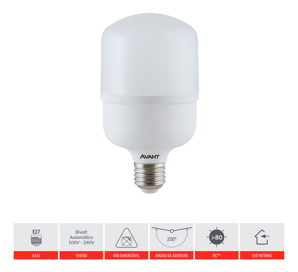 Lampada Led Bulbo Hp 30w 3000k Branco Quente E27 Bivolt Branco Avant