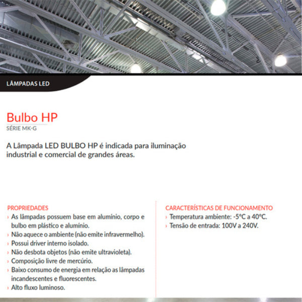 Lampada Led Bulbo Hp 50w 3000k E27 110v/220v Bivolt Avant
