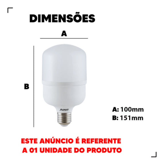 Lampada Led Bulbo Hp 50w 3000k E27 110v/220v Bivolt Avant