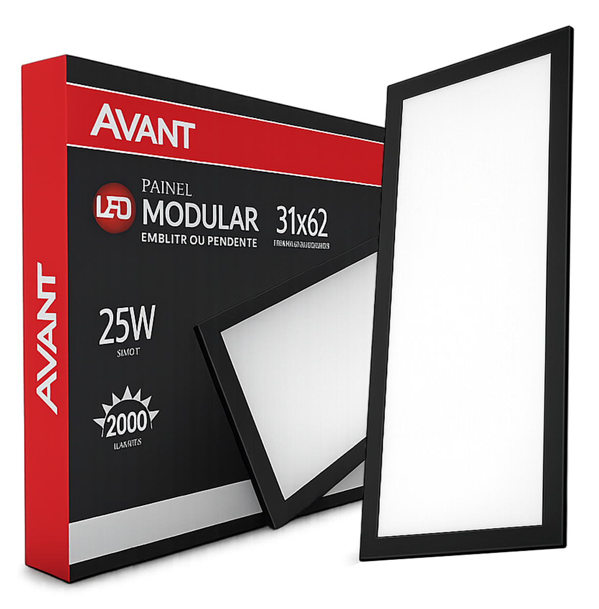 Painel Led Modular 62cm 25w 4000K Emb. ou Pendente Pr Avant