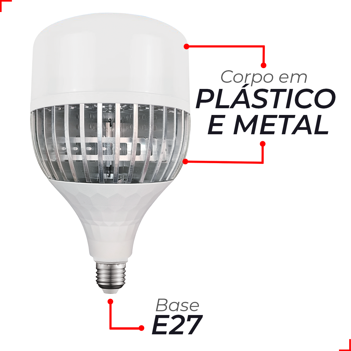 Lampada Led Bulbo Hp 100w 6500k Branco Frio E27 Bivolt Branco Avant