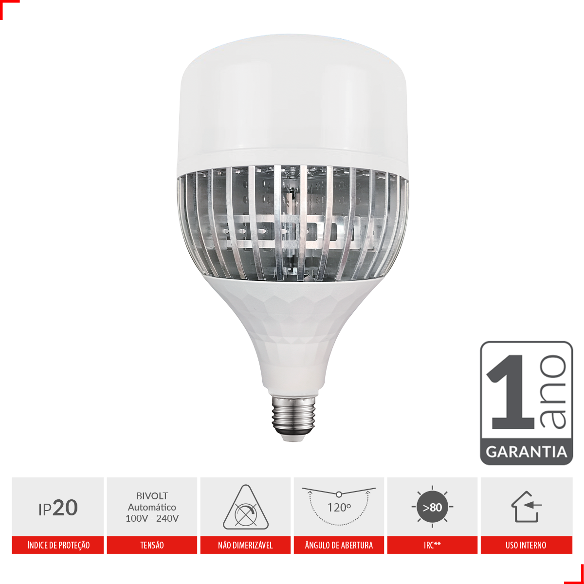 Lampada Led Bulbo Hp 100w 6500k Branco Frio E27 Bivolt Branco Avant