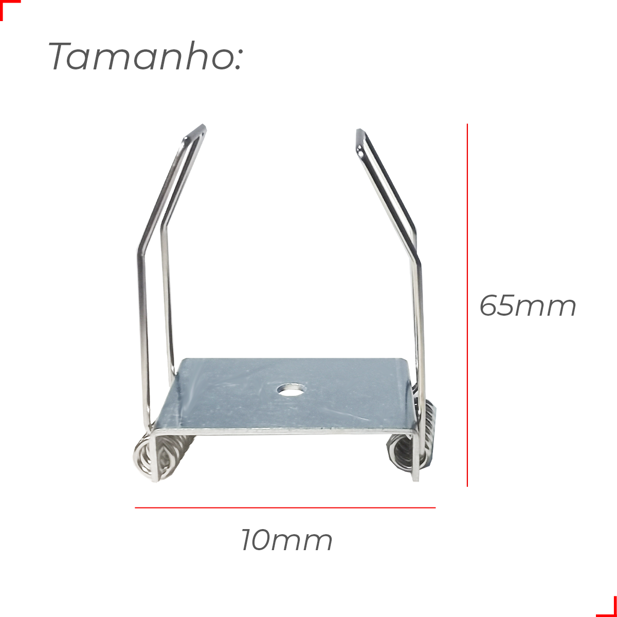 Kit 10 Presilhas de Perfil Led Risque Plane 65x10mm Embutir Com furo Prata Deluxe