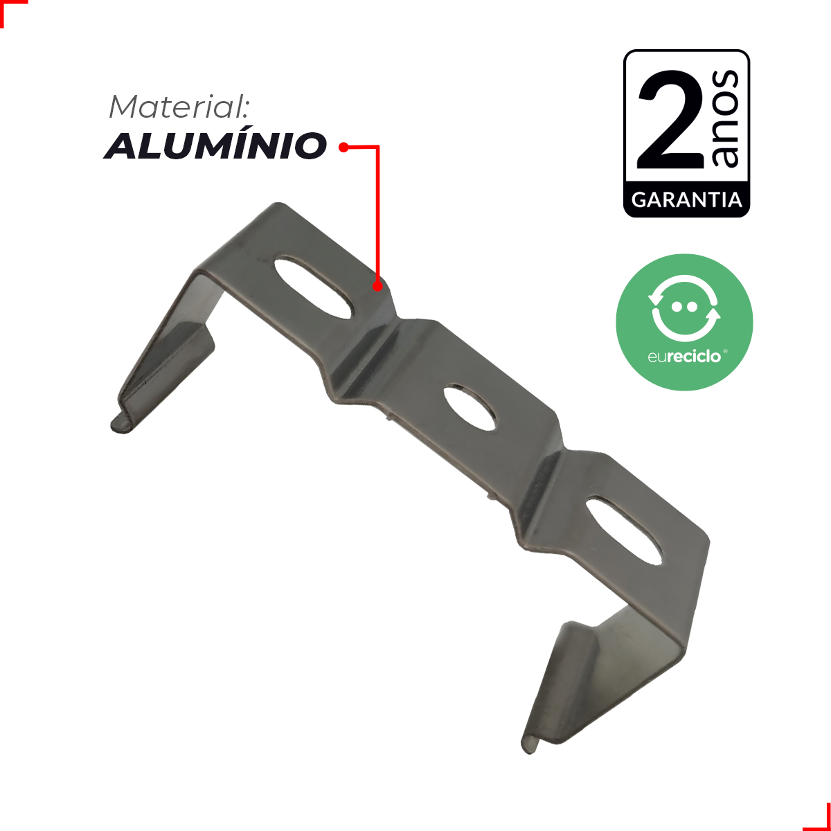 Kit 10 Suporte Perfil Led Risque Slat 35x35mm Sobrepor Deluxe