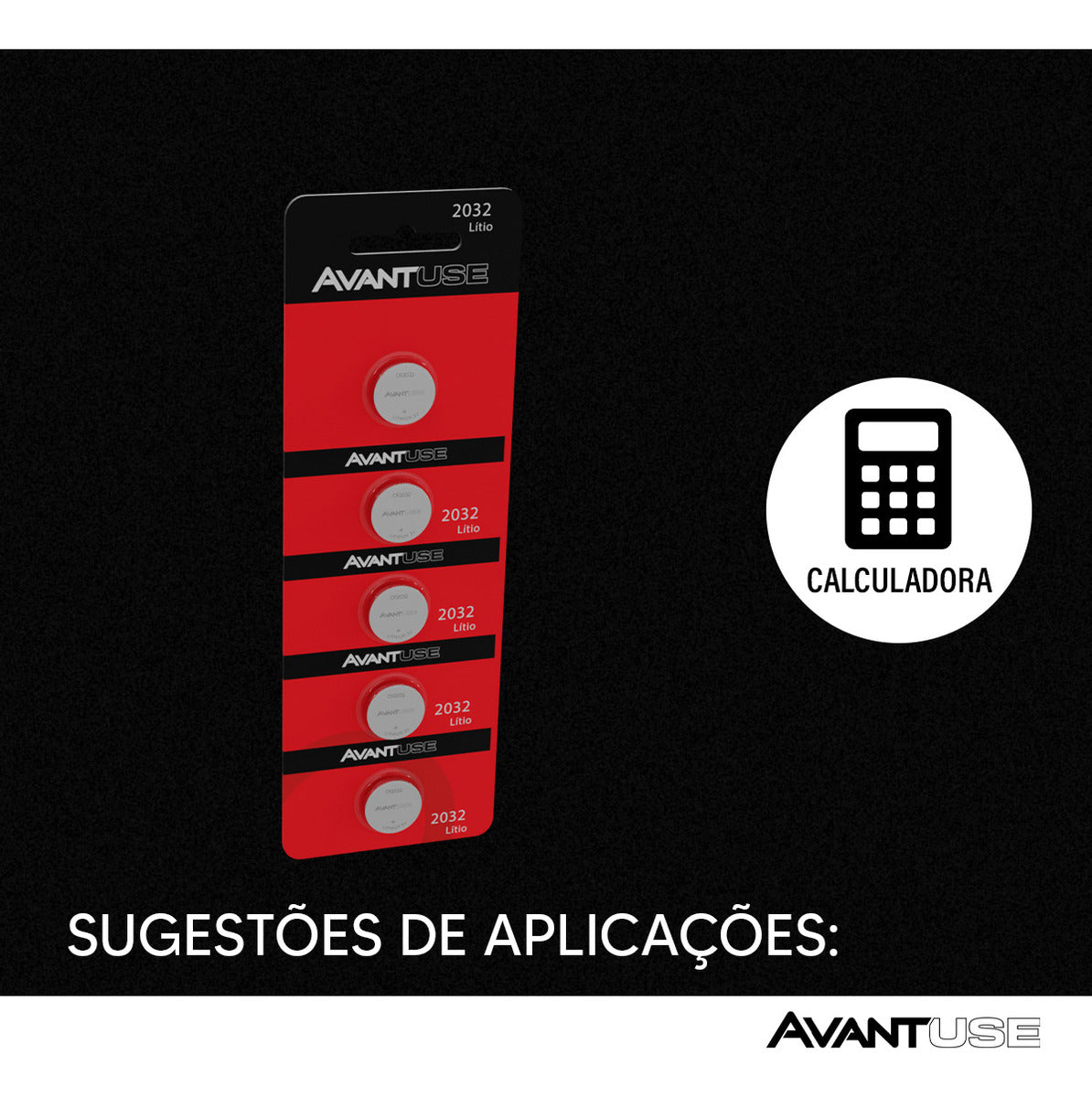 Kit 5 Baterias Lítio 2032 3v Tipo Moeda Avant Use