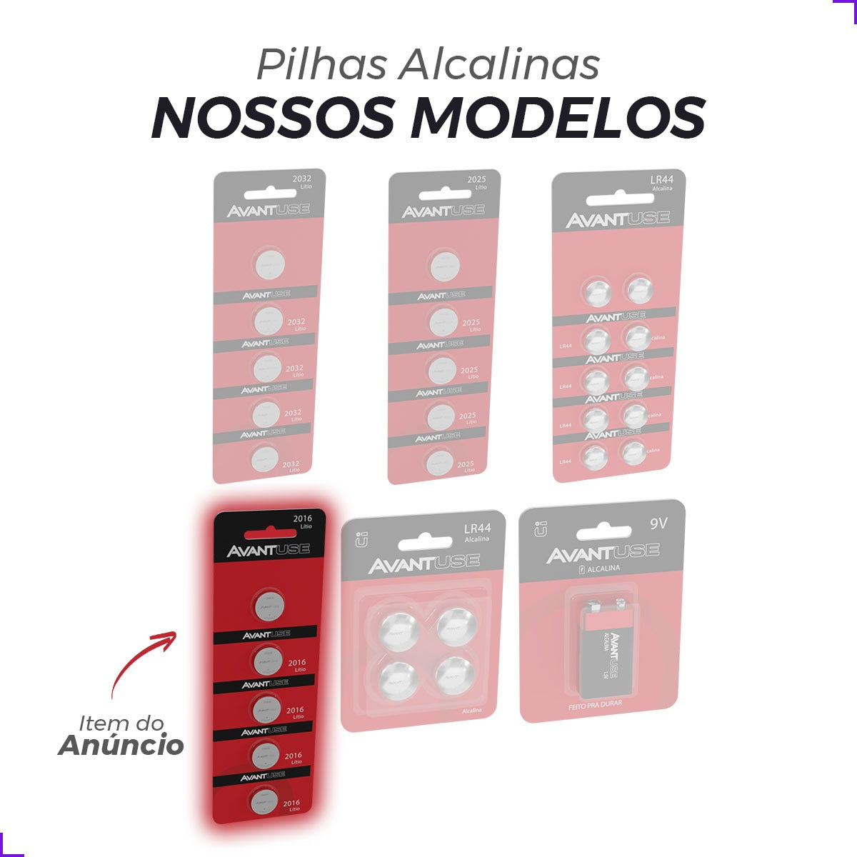 Kit 5 Baterias Lítio 2016 3v Tipo Moeda Avant Use