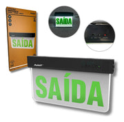 Luminaria Led Emergencia Placa Saida 2L 1w 6000K Branco Frio Bivolt Preto Avant