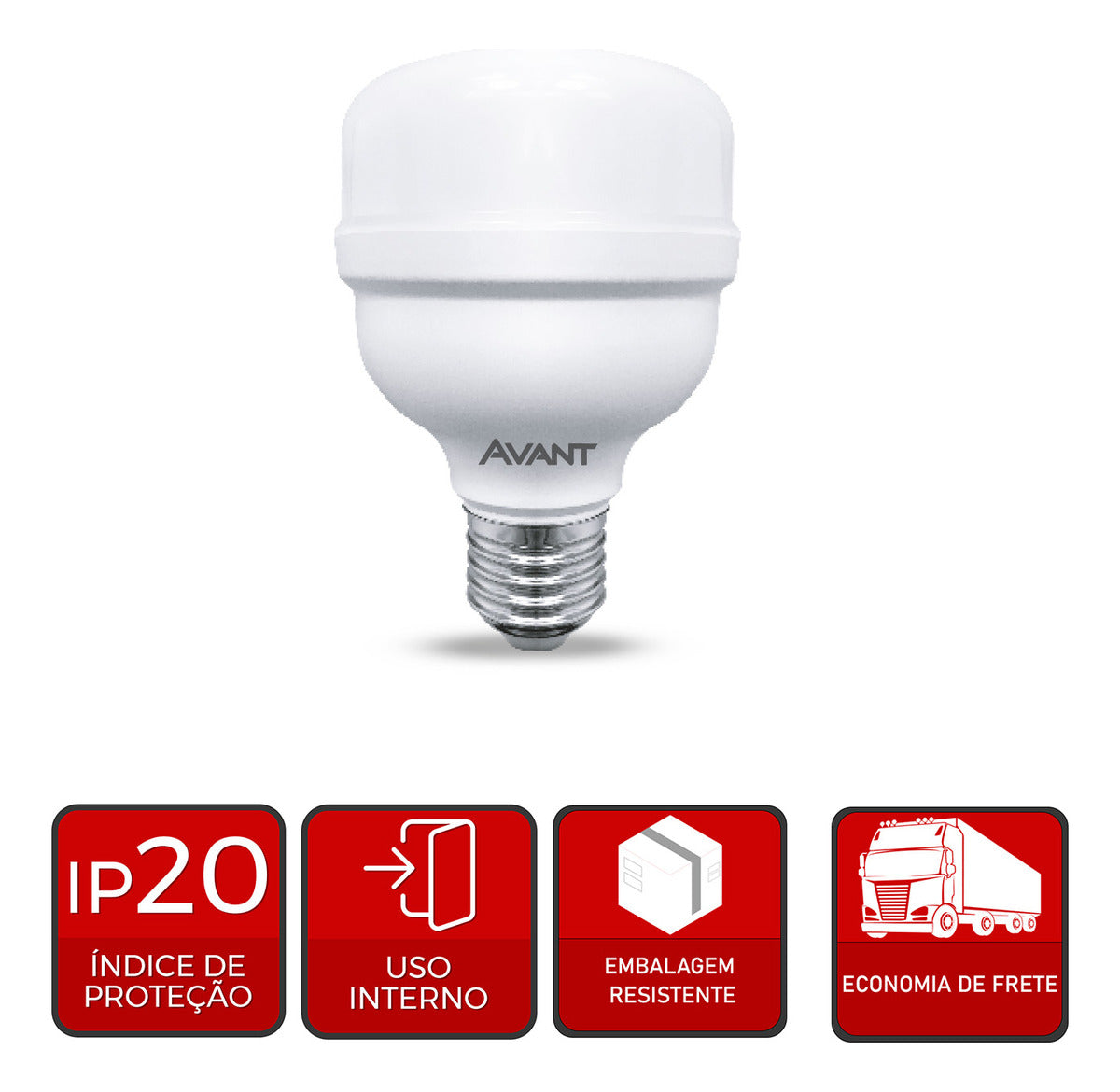 Lâmpada Led Bulbo Hp 20w Pack Com 3 6500k Branco Frio E27 Bivolt Avant