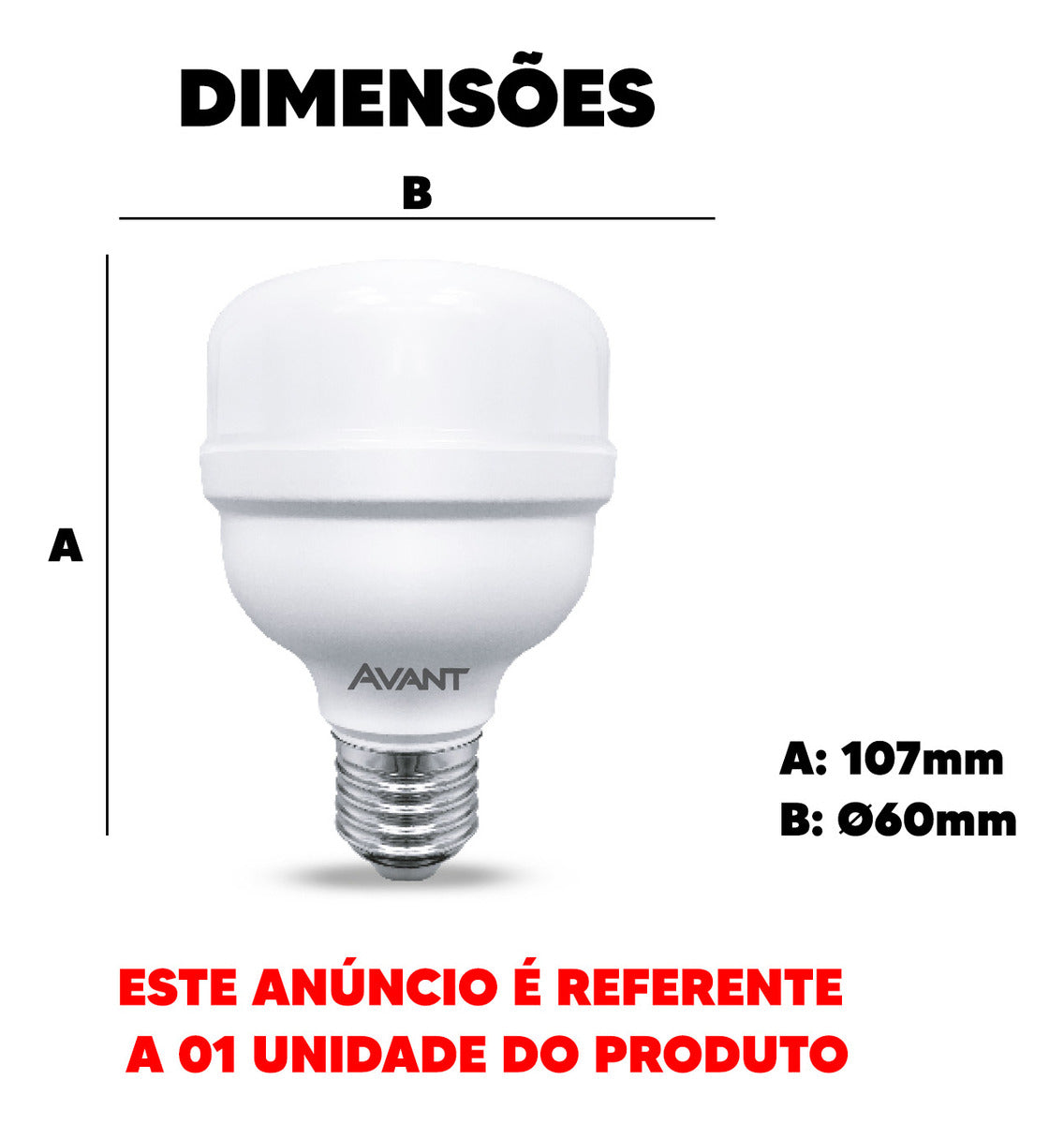 Lâmpada Led Bulbo Hp 20w Pack Com 3 6500k Branco Frio E27 Bivolt Avant