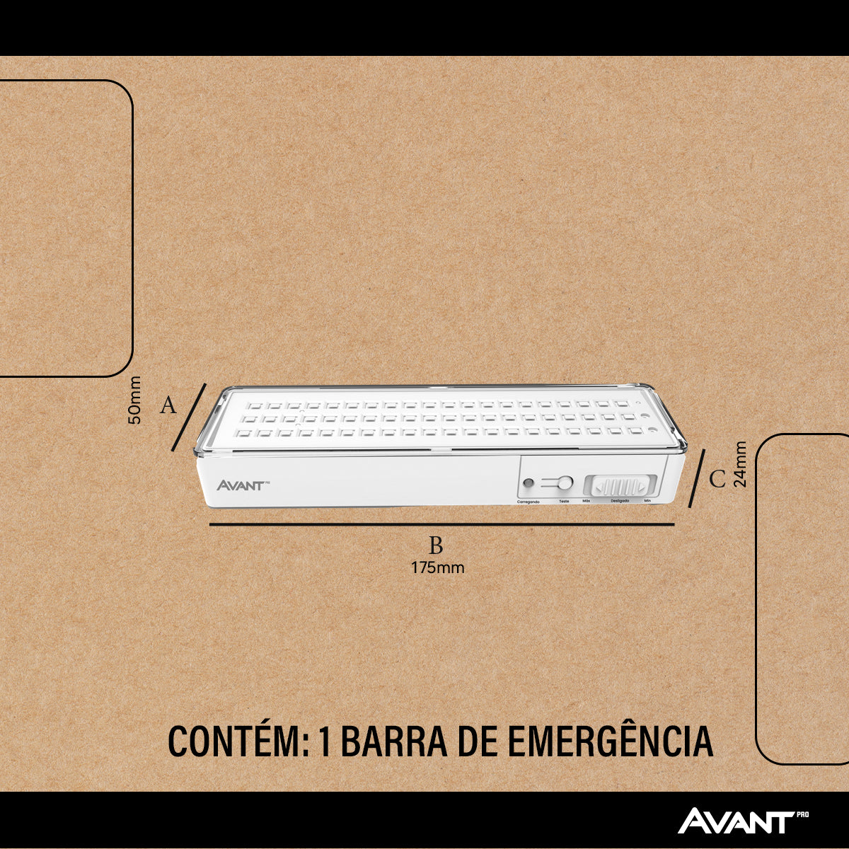 Luminária Led Emergência Barra 4w 6000K Branco Frio Bivolt Branco Avant