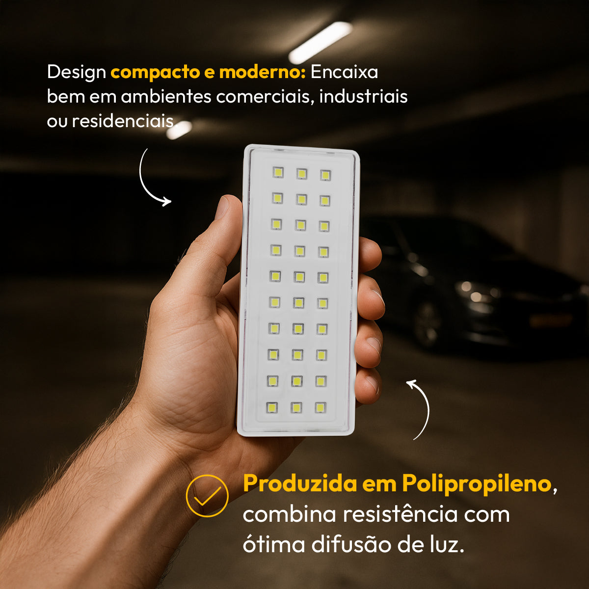 Luminária Led Emergência Barra 1w 6000K Branco Frio Bivolt Branco Avant