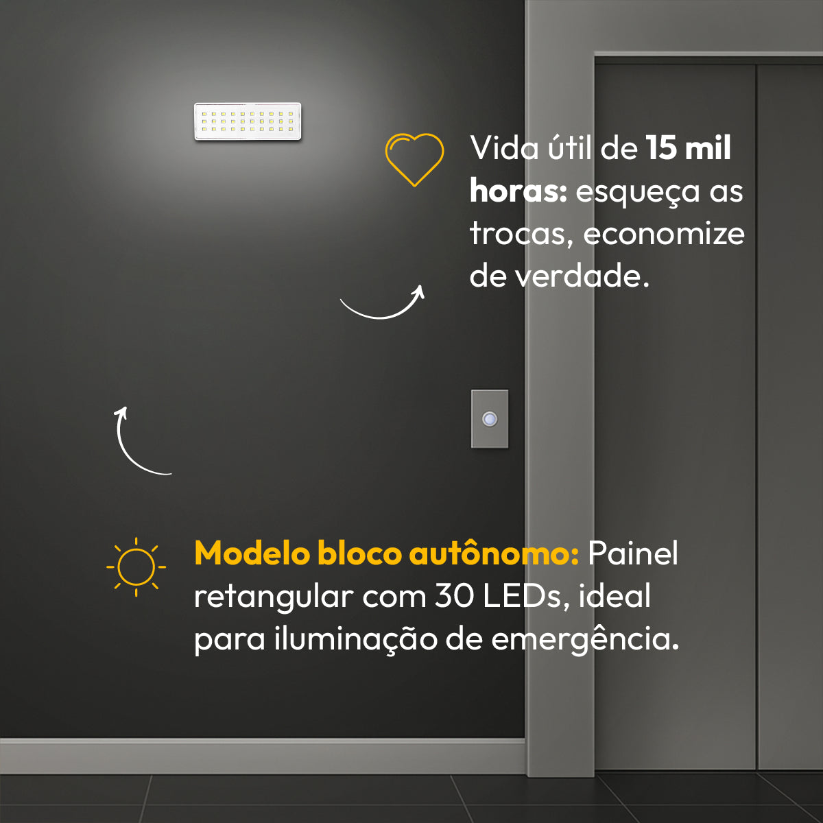 Luminária Led Emergência Barra 1w 6000K Branco Frio Bivolt Branco Avant