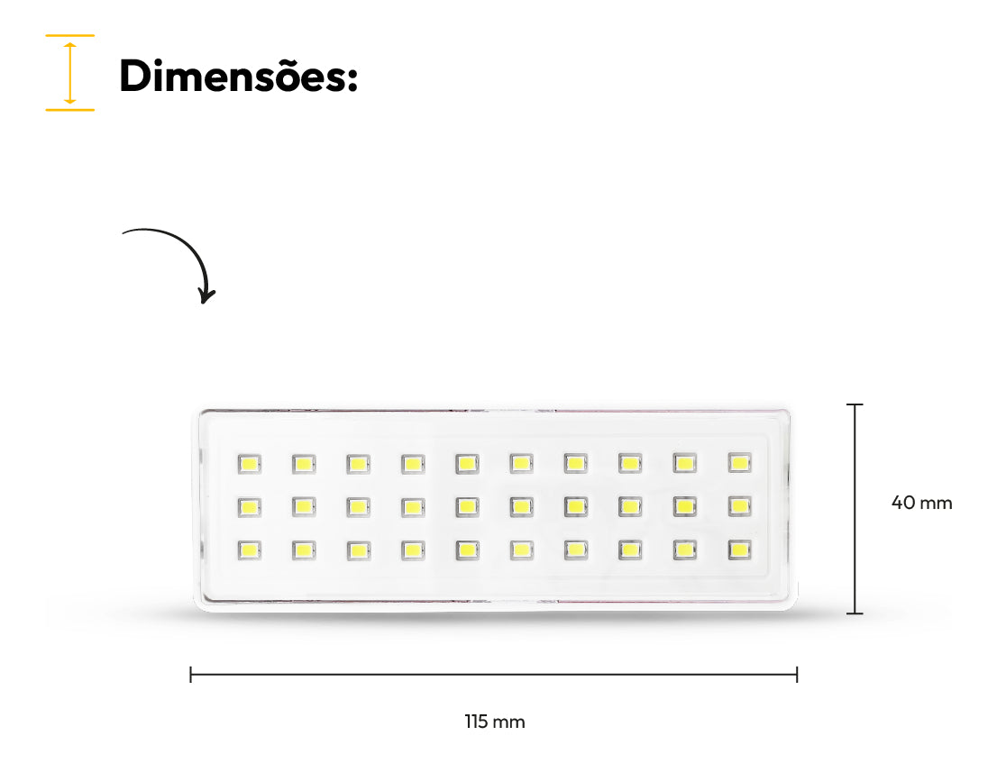Luminária Led Emergência Barra 1w 6000K Branco Frio Bivolt Branco Avant