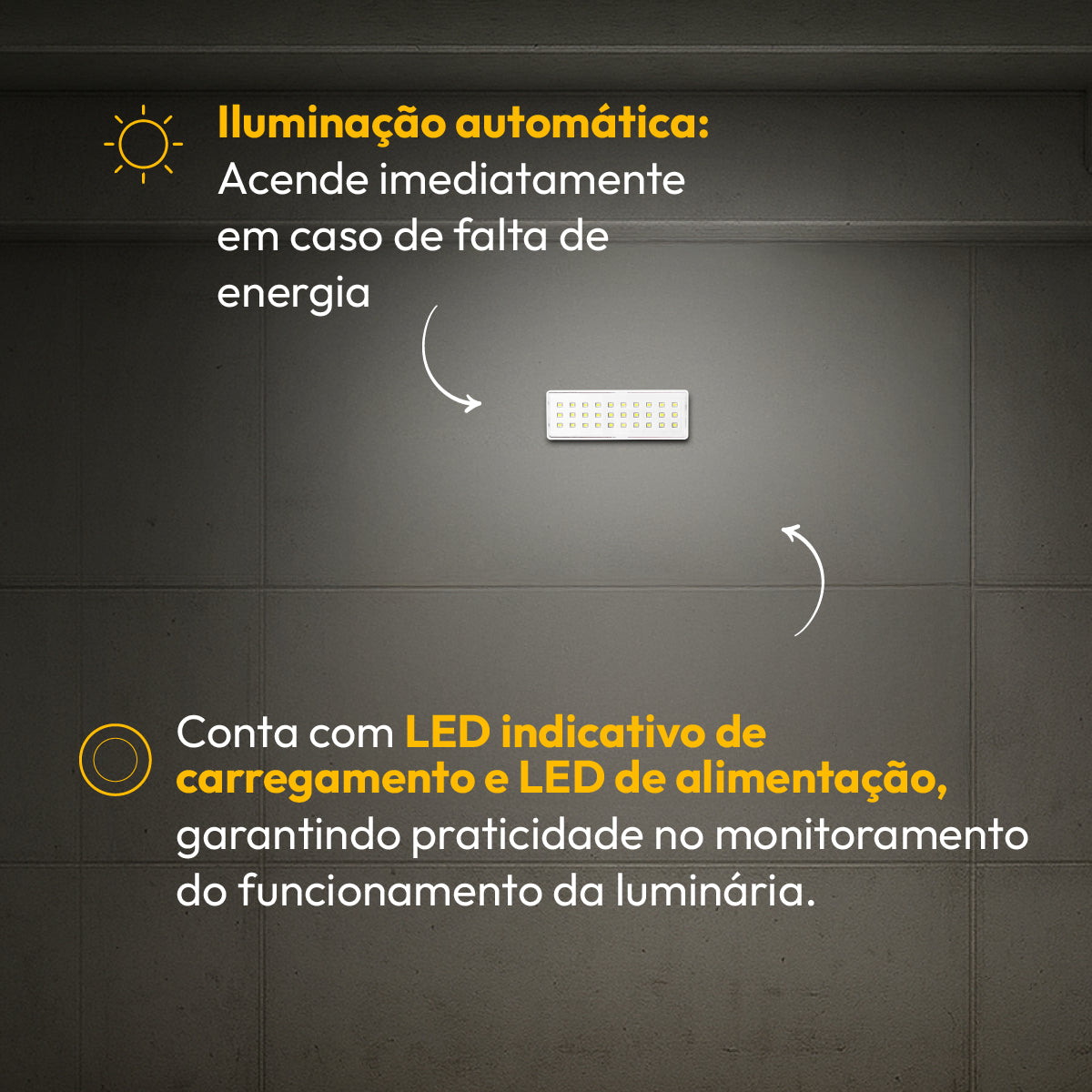 Luminária Led Emergência Barra 1w 6000K Branco Frio Bivolt Branco Avant