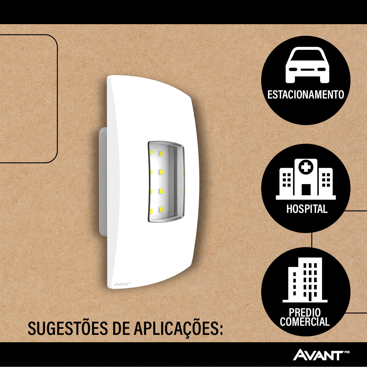 Luminária Led Emergência Balizador 1w 6000K Branco Frio Bivolt Branco Avant