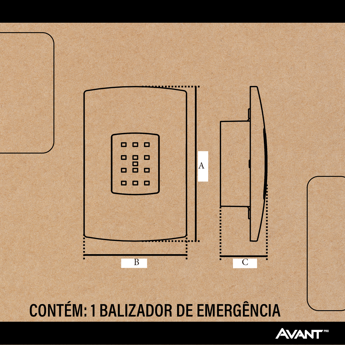 Luminária Led Emergência Balizador 1w 6000K Branco Frio Bivolt Preto Avant