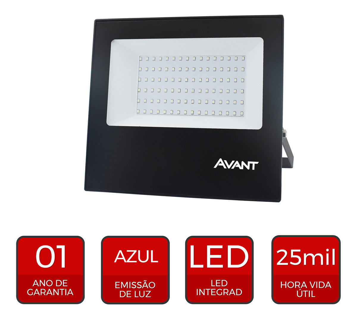 Refletor Led Slim 200w 3000k Branco Quente Bivolt IP66 Preto Avant