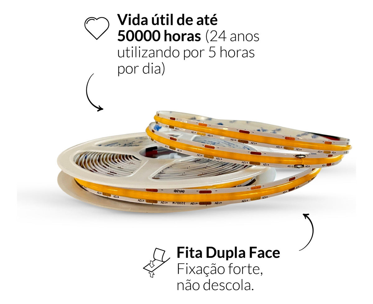Fita Led Luce 8w 3000k Branco Quente 720lm IP20 12v Avant