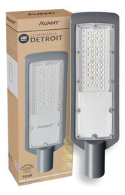 Luminária Led Poste Detroit 50w 6500k Branco Frio Bivolt Ip66 Avant Pro