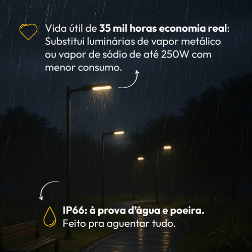 Luminária Led Poste Detroit 100w 6500k Branco Frio Bivolt Ip66 Avant Pro