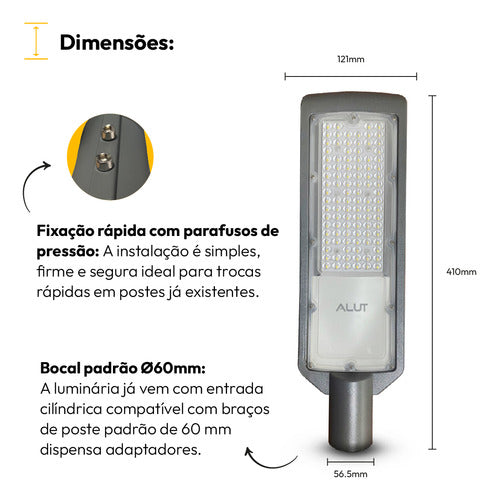 Luminária Led Poste Detroit 100w 6500k Branco Frio Bivolt Ip66 Avant Pro