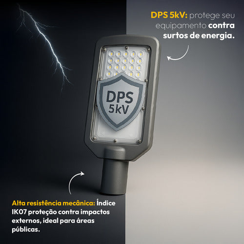 Luminária Led Poste Detroit 100w 6500k Branco Frio Bivolt Ip66 Avant Pro