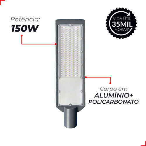 Luminária Led Poste Detroit 150w 6500k Branco Frio Bivolt Ip66 Avant Pro