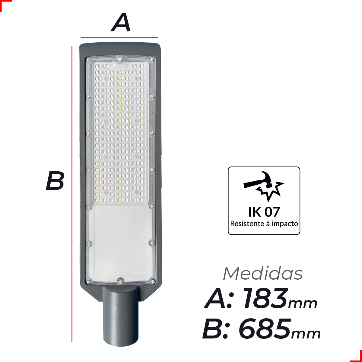 Luminária Led Poste Detroit 200w 6500k Branco Frio Bivolt Ip66 Avant Pro