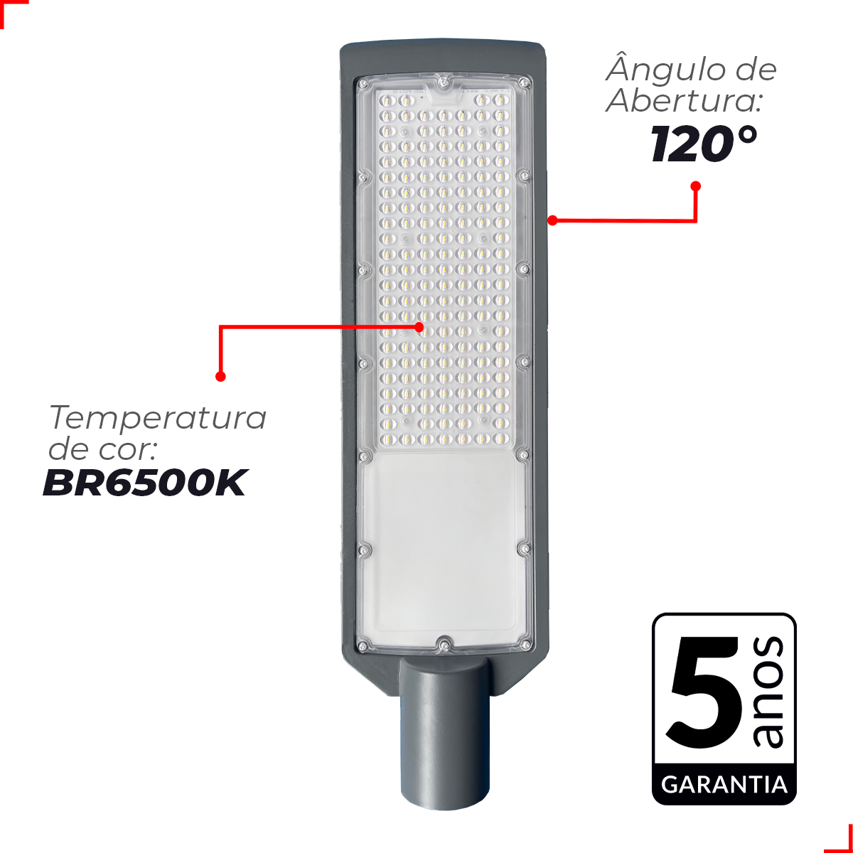 Luminária Led Poste Detroit 200w 6500k Branco Frio Bivolt Ip66 Avant Pro