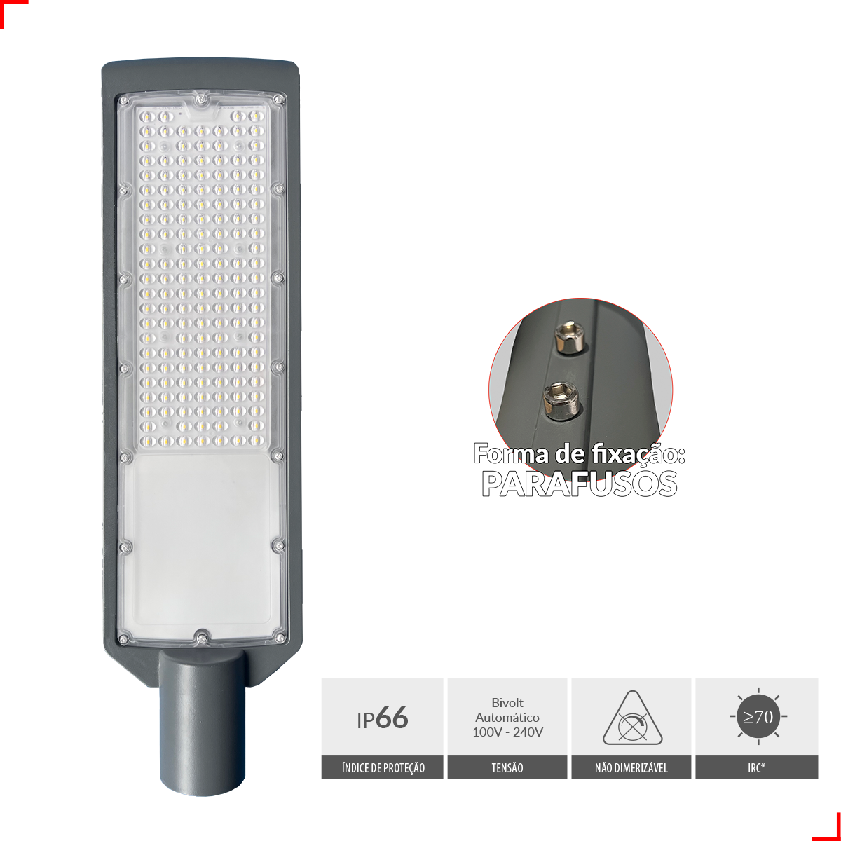 Luminária Led Poste Detroit 200w 6500k Branco Frio Bivolt Ip66 Avant Pro