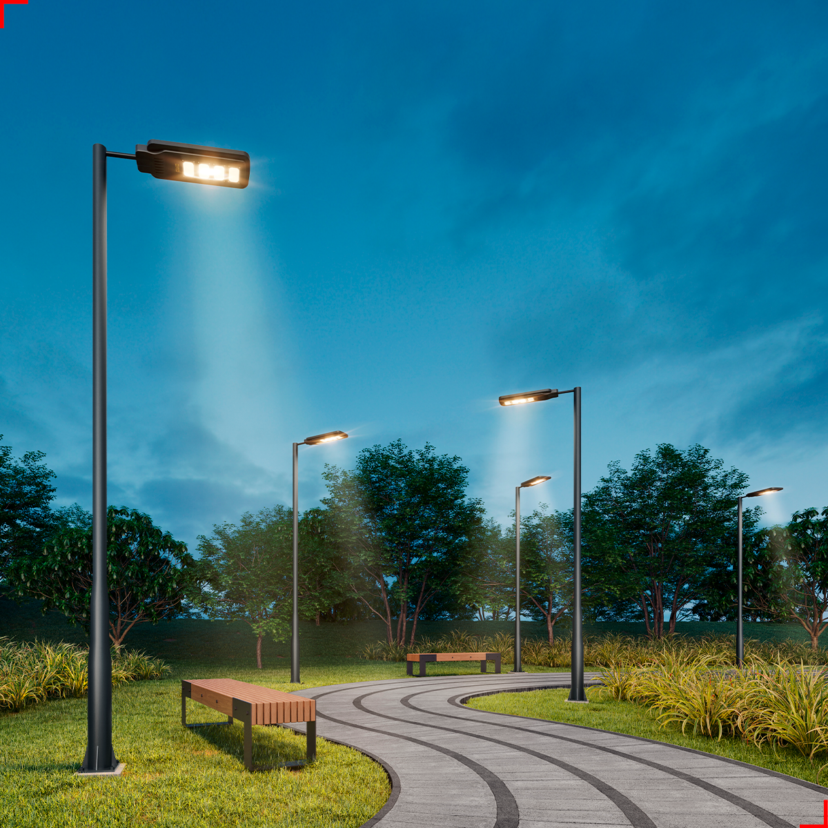 Luminária Led Poste Detroit 200w 6500k Branco Frio Bivolt Ip66 Avant Pro