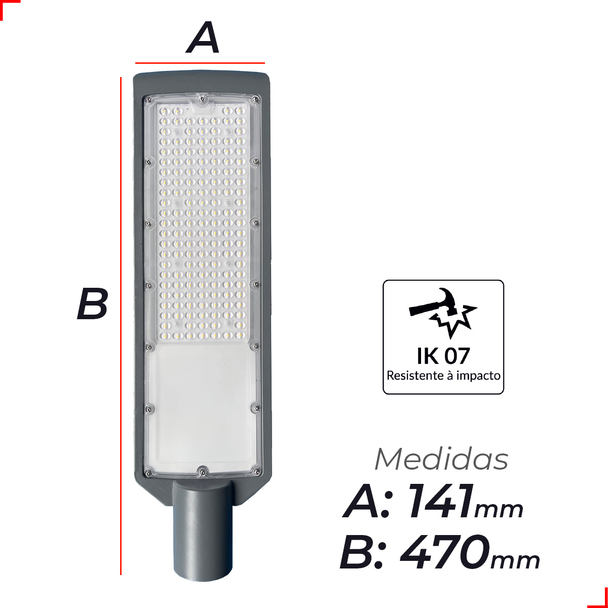 Luminária Led Poste Detroit Nema 100w 6500k Branco Frio Bivolt Avant Pro