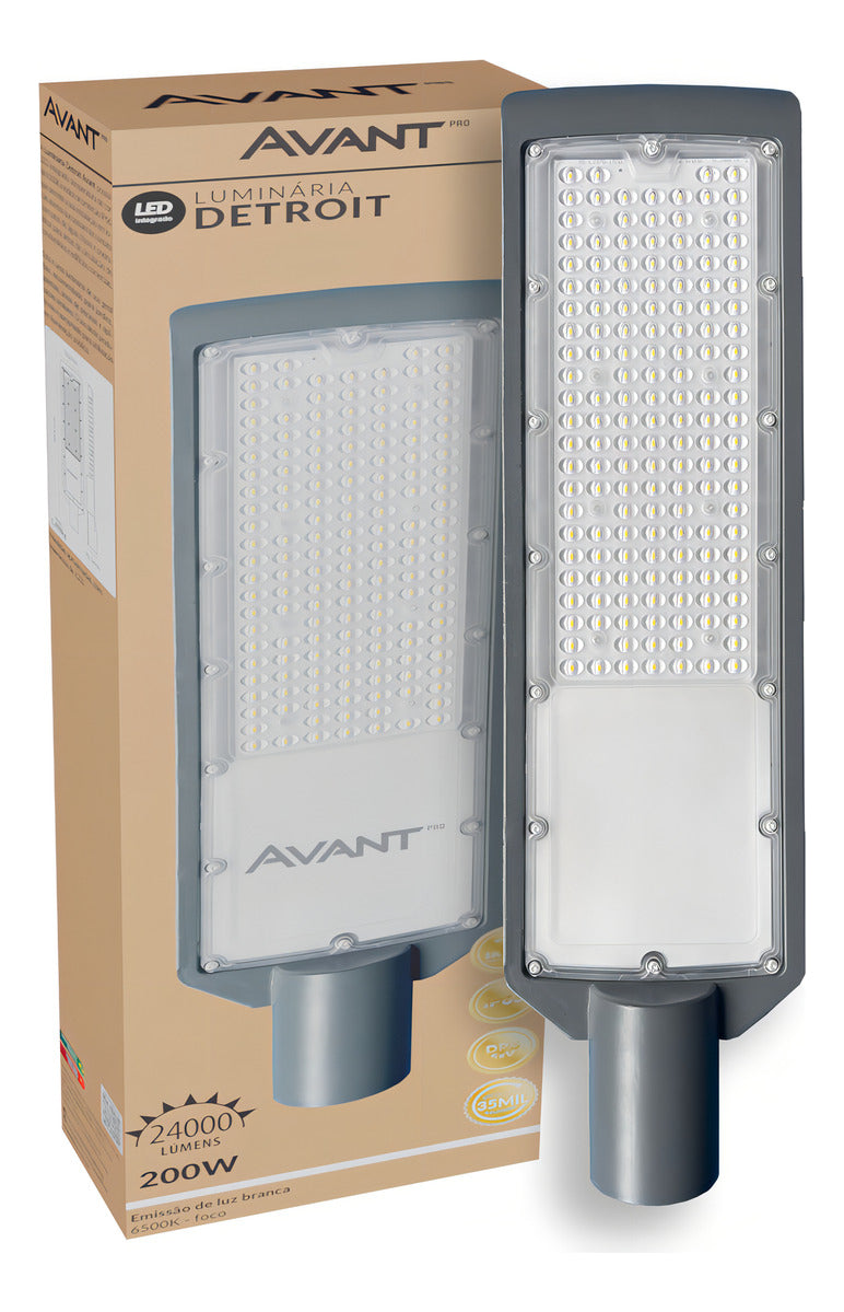 Luminária Led Poste Detroit Nema 200w 6500k Branco Frio Bivolt Avant Pro