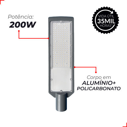 Luminária Led Poste Detroit Nema 200w 6500k Branco Frio Bivolt Avant Pro