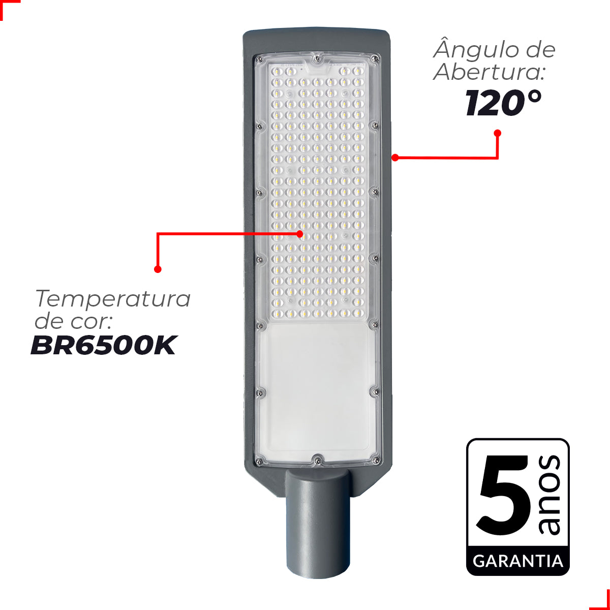 Luminária Led Poste Detroit Nema 200w 6500k Branco Frio Bivolt Avant Pro