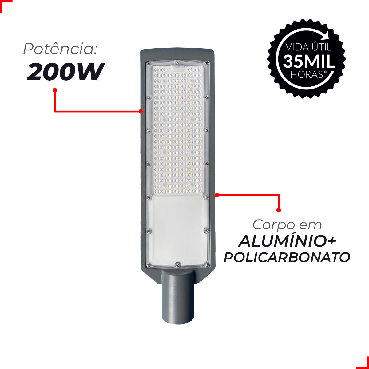Luminária Led Poste Detroit Nema 200w 6500k Branco Frio Bivolt Avant Pro