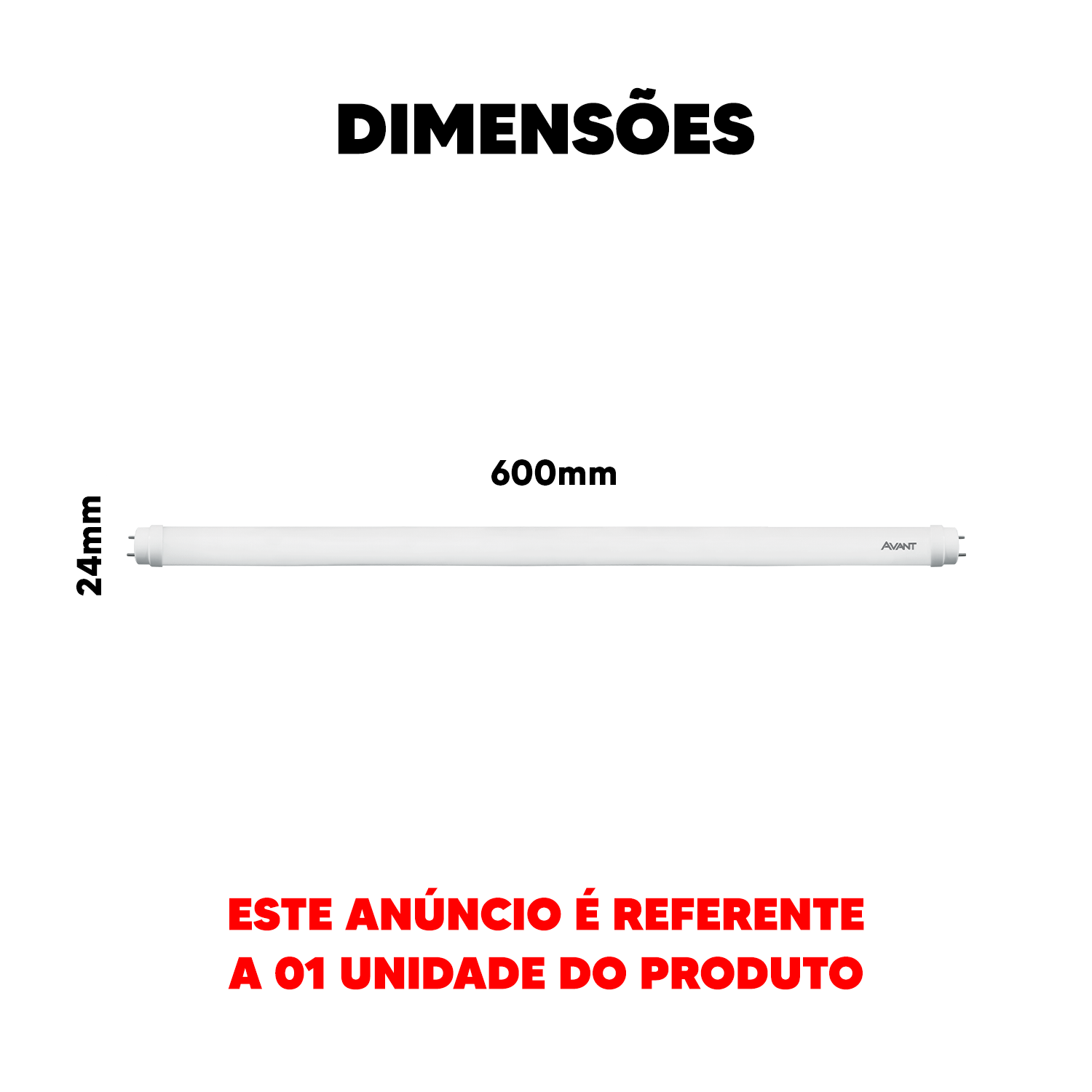 Lampada Led Tubular de Vidro T8 9w 3000K Branco Quente Bivolt Branco Avant