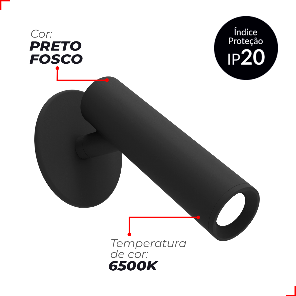 Spot Led New Spear Embutir 5w 6500k Branco Frio Bivolt Preto Deluxe