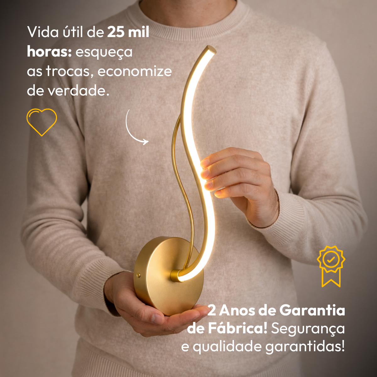 Arandela Led Liz 12w 3000K/6500K Dourado Avant
