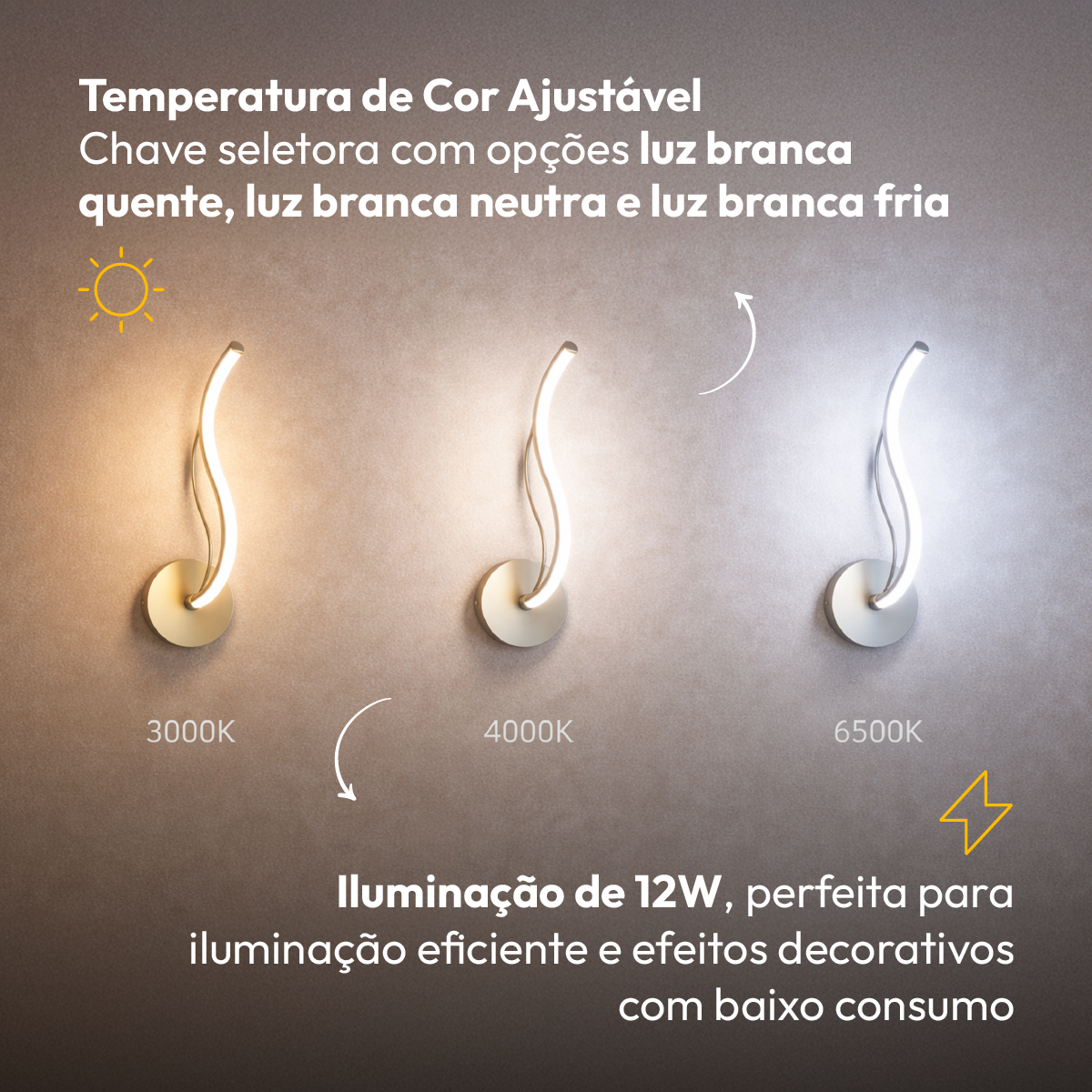 Arandela Led Liz 12w 3000K/6500K Dourado Avant