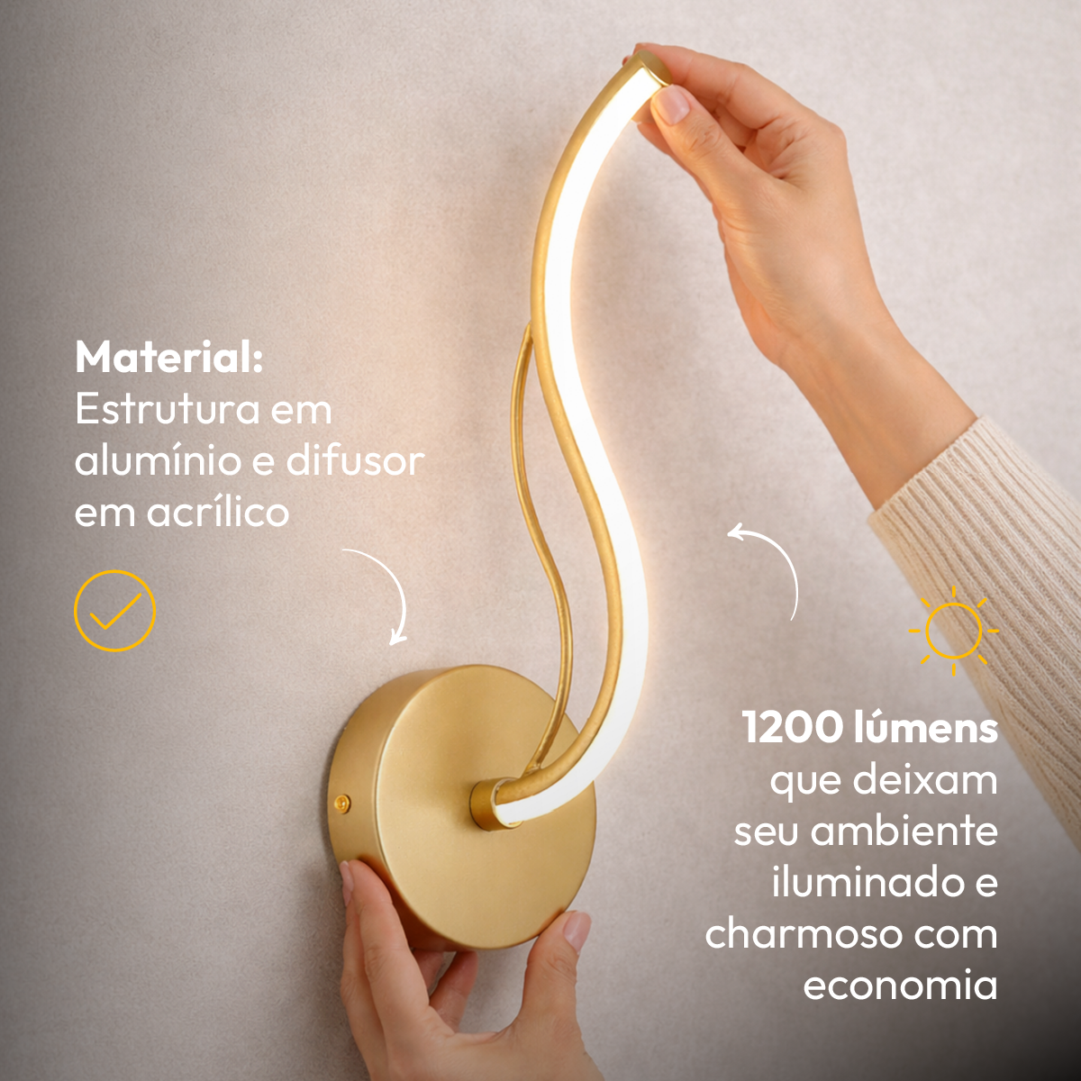 Arandela Led Liz 12w 3000K/6500K Dourado Avant
