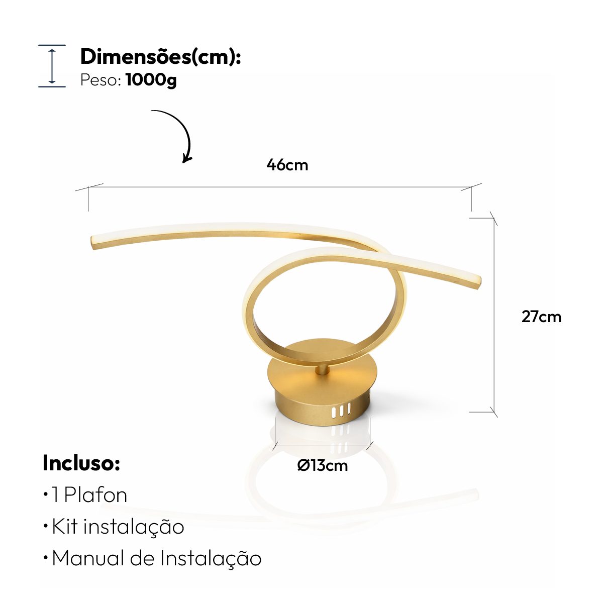 Pendente Led Plafon Eva 18w 3000k/6500k Dourado Bivolt Avant
